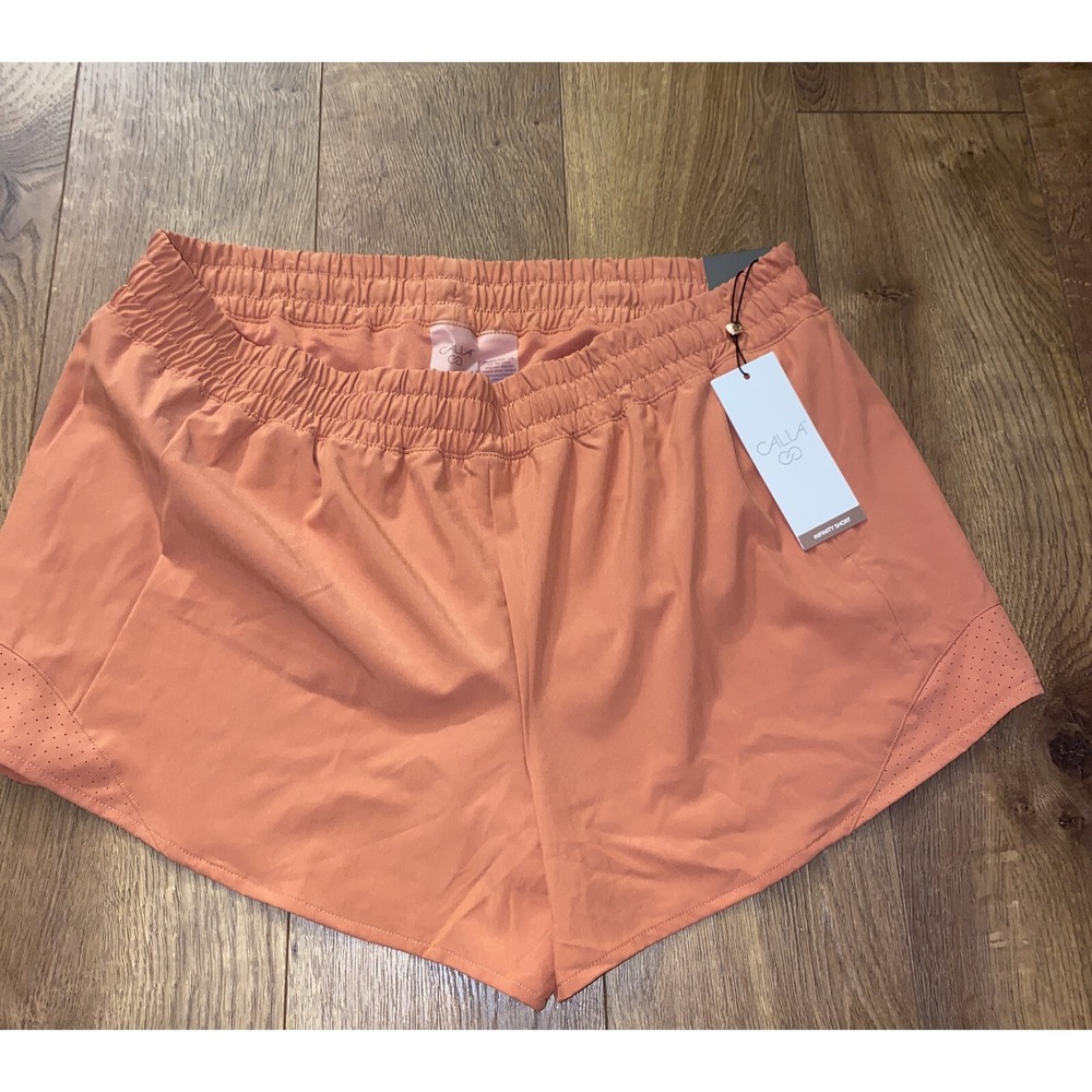CALIA Women's Mid Rise Infinity Run Short NWT XL 3‎ Inch Inseam Apricot Aura
